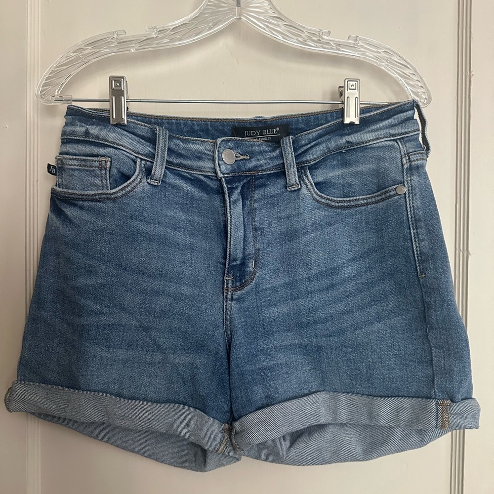 Judy Blue Medium Blue Jean Shorts Cuffed Hem